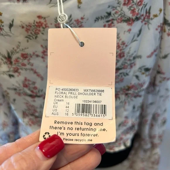 $15 sale New Missguided tie neck crop top blouse frill floral 0114 ASOS w ♥️59 - Picture 8 of 12
